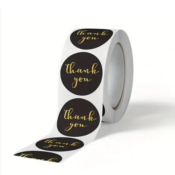 500 Black and Gold Thank You Stickers - Picture 3 of 4